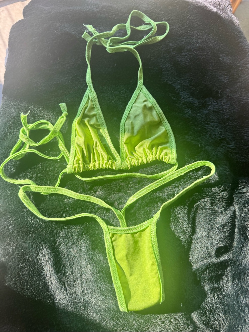 Neon Lime Triangle Bikini Set - Women's Swimwear